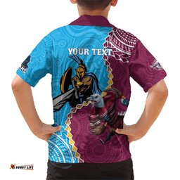 Personalised Eagles And Titans Rugby Hawaiian Shirt Aboriginal Mix Polynesian Pattern