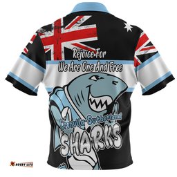 Cronulla-Sutherland Sharks Hawaiian Shirt - Happy Australia Day We Are One And Free V2