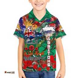 Personalised Australia Rugby Rabbitohs ANZAC Hawaiian Shirt South Sydney Scratch Style