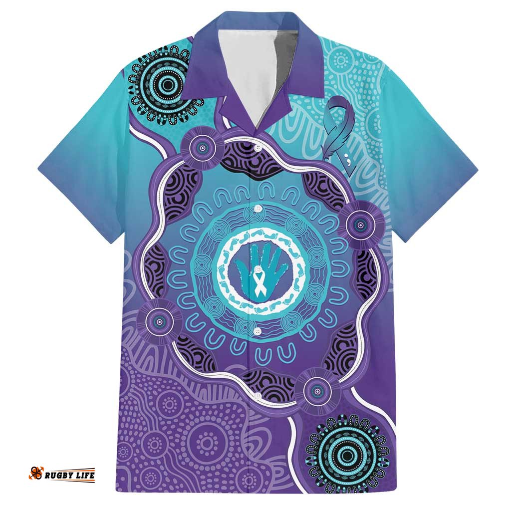 Australia Indigenous Hawaiian Shirt Suicide Prevention Month Ribbon Aboriginal Art