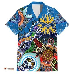 Custom NAIDOC Week 2024 Geelong Cats Hawaiian Shirt Australia Aboriginal Dot Painting
