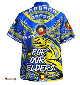 Parramatta Eels Naidoc Week Custom Hawaiian Shirt - For Our Elders Run to Paradise Hawaiian Shirt