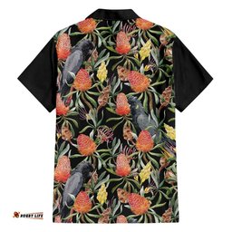 Australia Black Cockatoo And Banksia Flowers Hawaiian Shirt