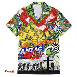 Personalised Eels ANZAC Day Hawaiian Shirt Aboriginal Rising Sun