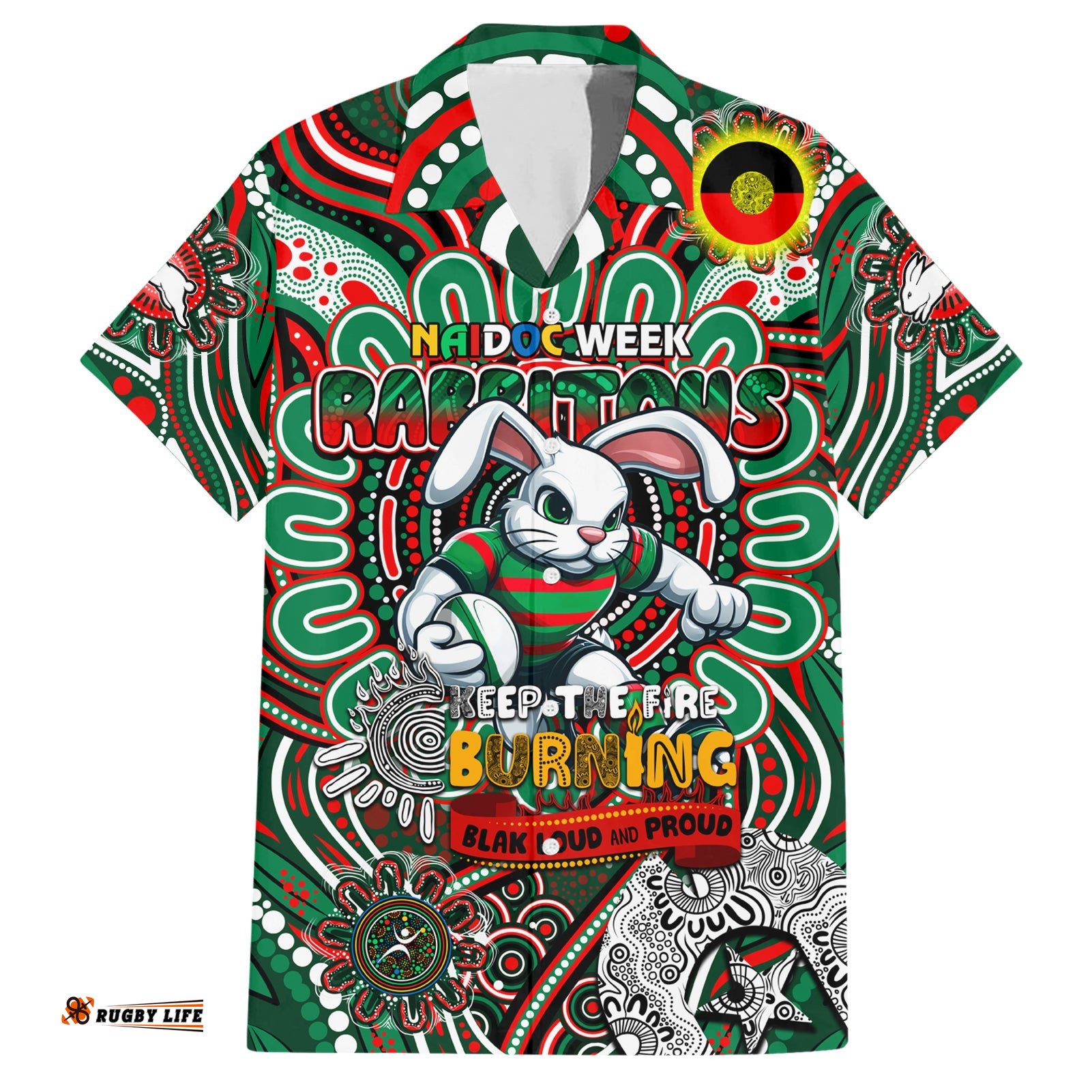 Custom NAIDOC Week 2024 Rabbitohs Hawaiian Shirt Mascot Rugby
