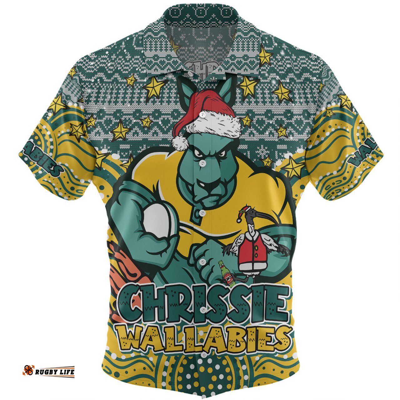 Australia Wallabies Christmas Custom Hawaiian Shirt - Christmas Knit Patterns Vintage Jersey Ugly Hawaiian Shirt