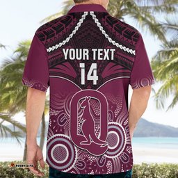 Custom QLD Maroons Rugby Hawaiian Shirt Aboriginal Mix Polynesian Pattern