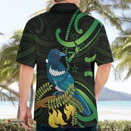 New Zealand Tui Bird Hawaiian Shirt Aotearoa Maori With Kowhai Flowers