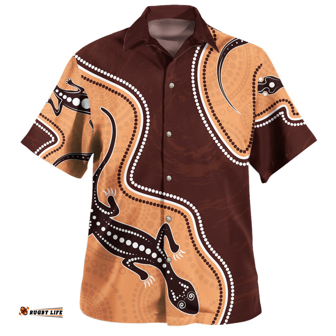 Australia Aboriginal Inspired Hawaiian Shirt - Aboriginal Lizard Art Hawaiian Shirt