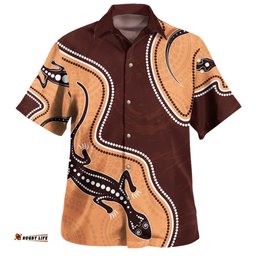 Australia Aboriginal Inspired Hawaiian Shirt - Aboriginal Lizard Art Hawaiian Shirt
