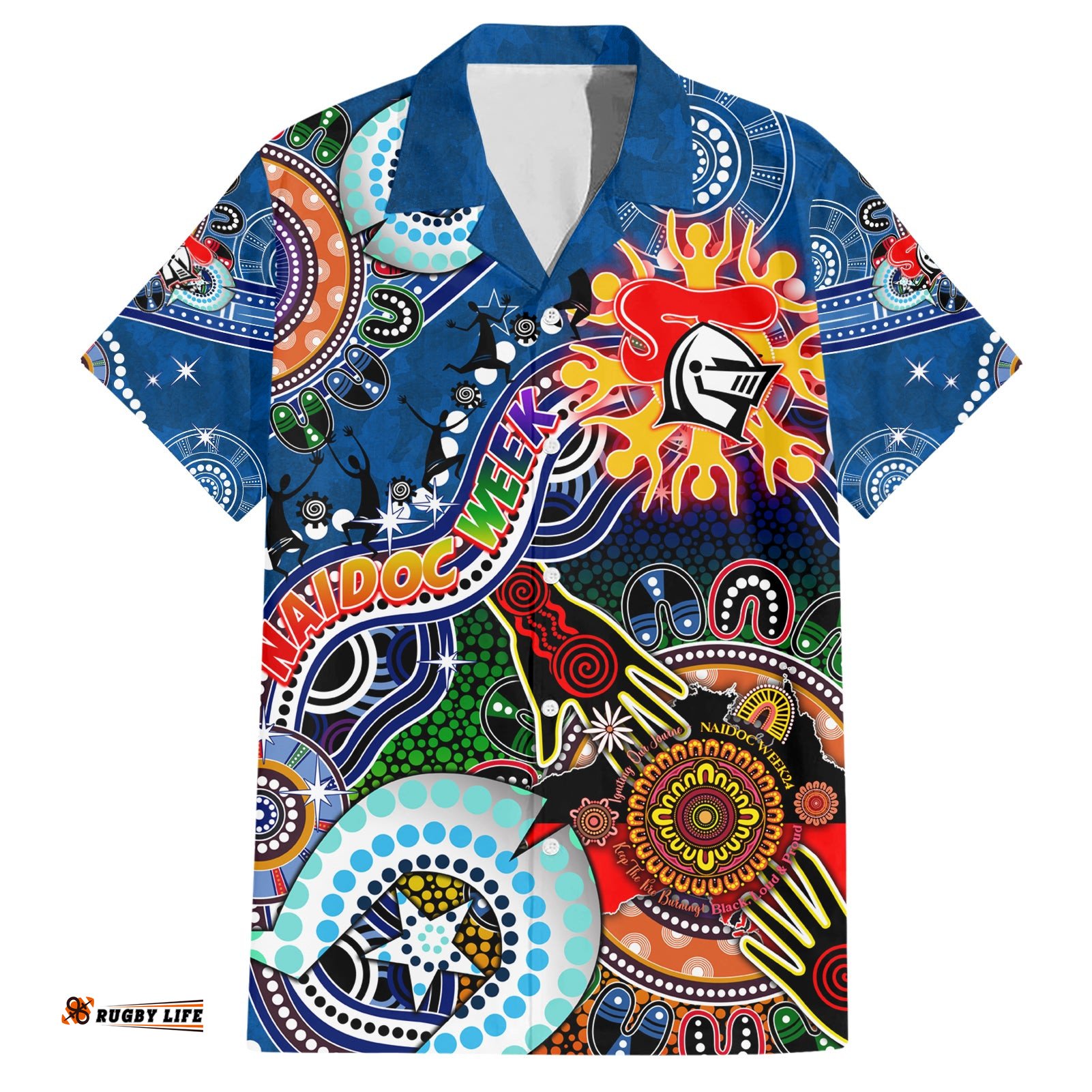 Personalised Knights NAIDOC Week 2024 Hawaiian Shirt Australia Aboriginal Dot Painting