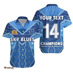 Custom Text And Number NSW Sky Blues Hawaiian Shirt The Champions Womens State Of Origin