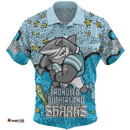 Cronulla-Sutherland Sharks Custom Hawaiian Shirt - Team With Dot And Star Patterns For Tough Fan Hawaiian Shirt