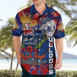 Personalised Australia Rugby Bulldogs ANZAC Hawaiian Shirt CanterburyBankstown Scratch Style