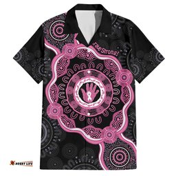 Personalised Australia Breast Cancer Hawaiian Shirt Brave Strong Aboriginal Art