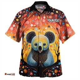 Australia Koala Custom Hawaiian Shirt - Aboriginal Koala With Flowers Hawaiian Shirt