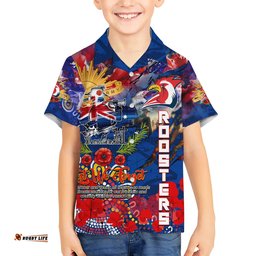Personalised Australia Rugby Roosters ANZAC Hawaiian Shirt Sydney Scratch Style