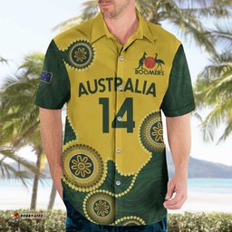 Custom Australia Boomers Hawaiian Shirt Aboriginal With Marble Pattern Yellow