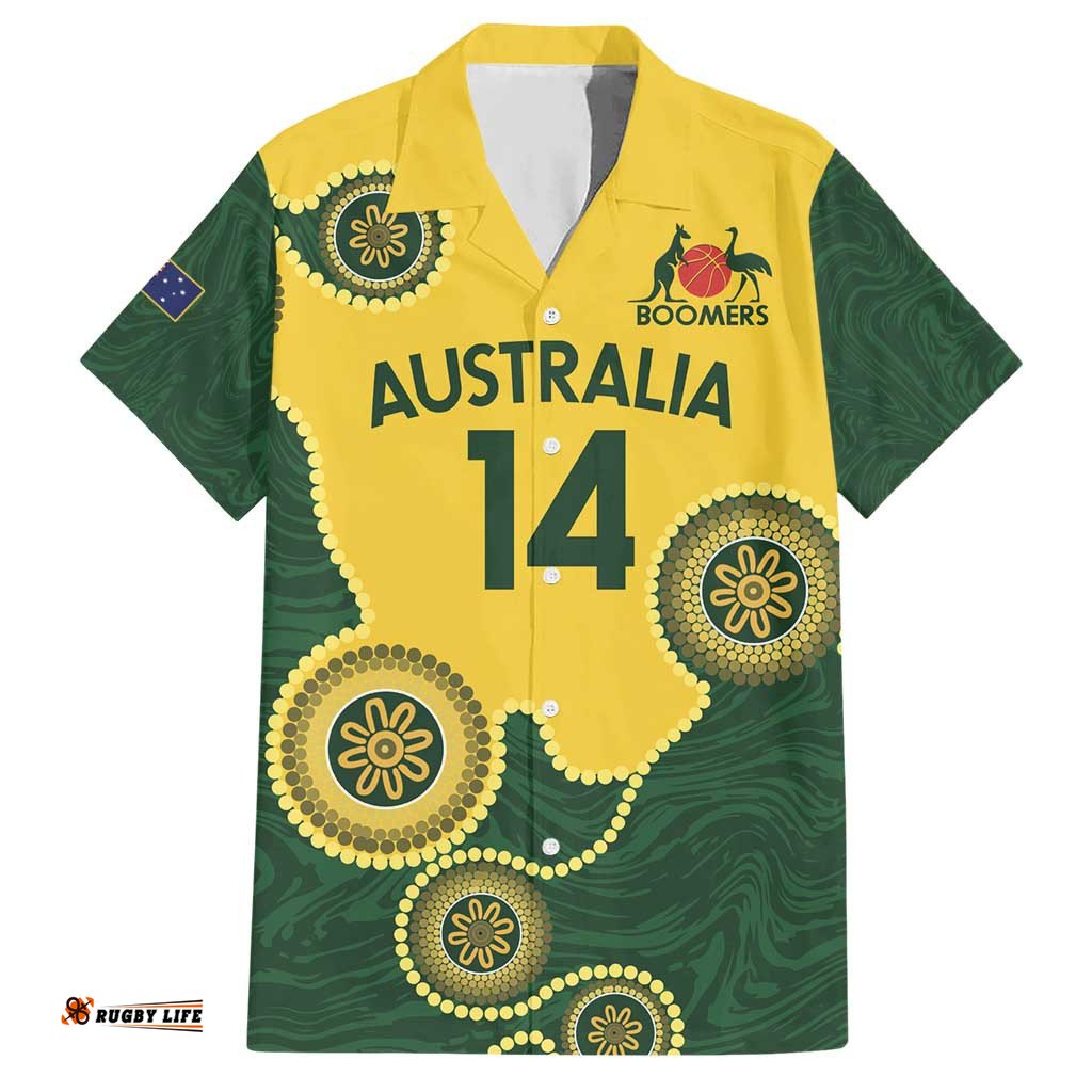 Custom Australia Boomers Hawaiian Shirt Aboriginal With Marble Pattern Yellow