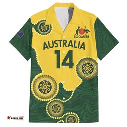 Custom Australia Boomers Hawaiian Shirt Aboriginal With Marble Pattern Yellow