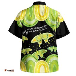Australia Hawaiian Shirt - Aboriginal Green Butterflies Art Inspired