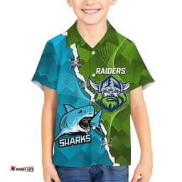 Personalised Sharks And Raiders Rugby Hawaiian Shirt Sporty Style