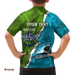 Personalised Sharks And Raiders Rugby Hawaiian Shirt Sporty Style