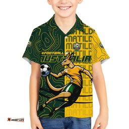 Personalised Matildas Mascot Hawaiian Shirt Australia Football Topographic