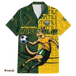Personalised Matildas Mascot Hawaiian Shirt Australia Football Topographic