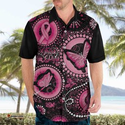 Personalised Australia Indigenous Hawaiian Shirt Breast Cancer Ribbon Think Pink Black Version