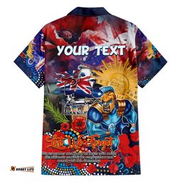 Personalised Australia Rugby Titans ANZAC Hawaiian Shirt Gold Coast Scratch Style