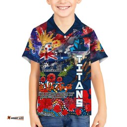 Personalised Australia Rugby Titans ANZAC Hawaiian Shirt Gold Coast Scratch Style