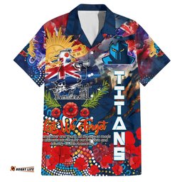 Personalised Australia Rugby Titans ANZAC Hawaiian Shirt Gold Coast Scratch Style