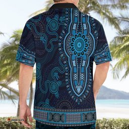 Blue African Dashiki With Australia Aboriginal Art Hawaiian Shirt