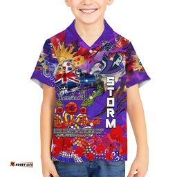 Personalised Australia Rugby Storm ANZAC Hawaiian Shirt Melbourne Scratch Style