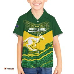 Custom Australia Hockeyroos Hawaiian Shirt Aussie Kangaroo Indigenous Art