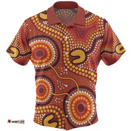 Australia Aboriginal Hawaiian Shirt - Connection Concept Dot Aboriginal Colorful Painting Hawaiian Shirt