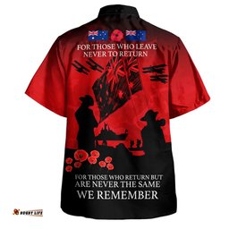 Australia Anzac Hawaiian Shirt Anzac Day Poppy Flowers Red Black Blue