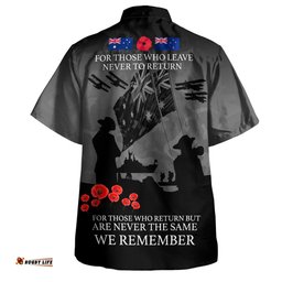 Australia Anzac Hawaiian Shirt Anzac Day Poppy Flowers Red Black Blue