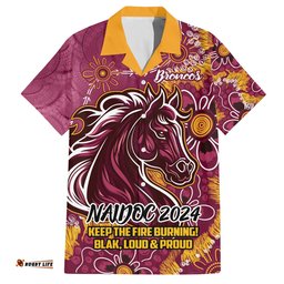 Personalised Broncos NAIDOC Week 2024 Hawaiian Shirt Aboriginal Fire Burning Sparks