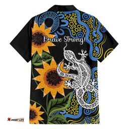 Australia Autism Awareness Hawaiian Shirt Brave Strong Aussie Lizard Aboriginal Art