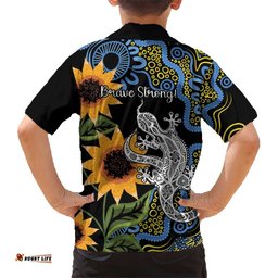 Australia Autism Awareness Hawaiian Shirt Brave Strong Aussie Lizard Aboriginal Art