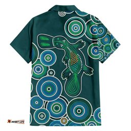 Green Platypus Aboriginal Art Hawaiian Shirt