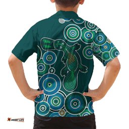 Green Platypus Aboriginal Art Hawaiian Shirt