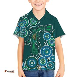 Green Platypus Aboriginal Art Hawaiian Shirt