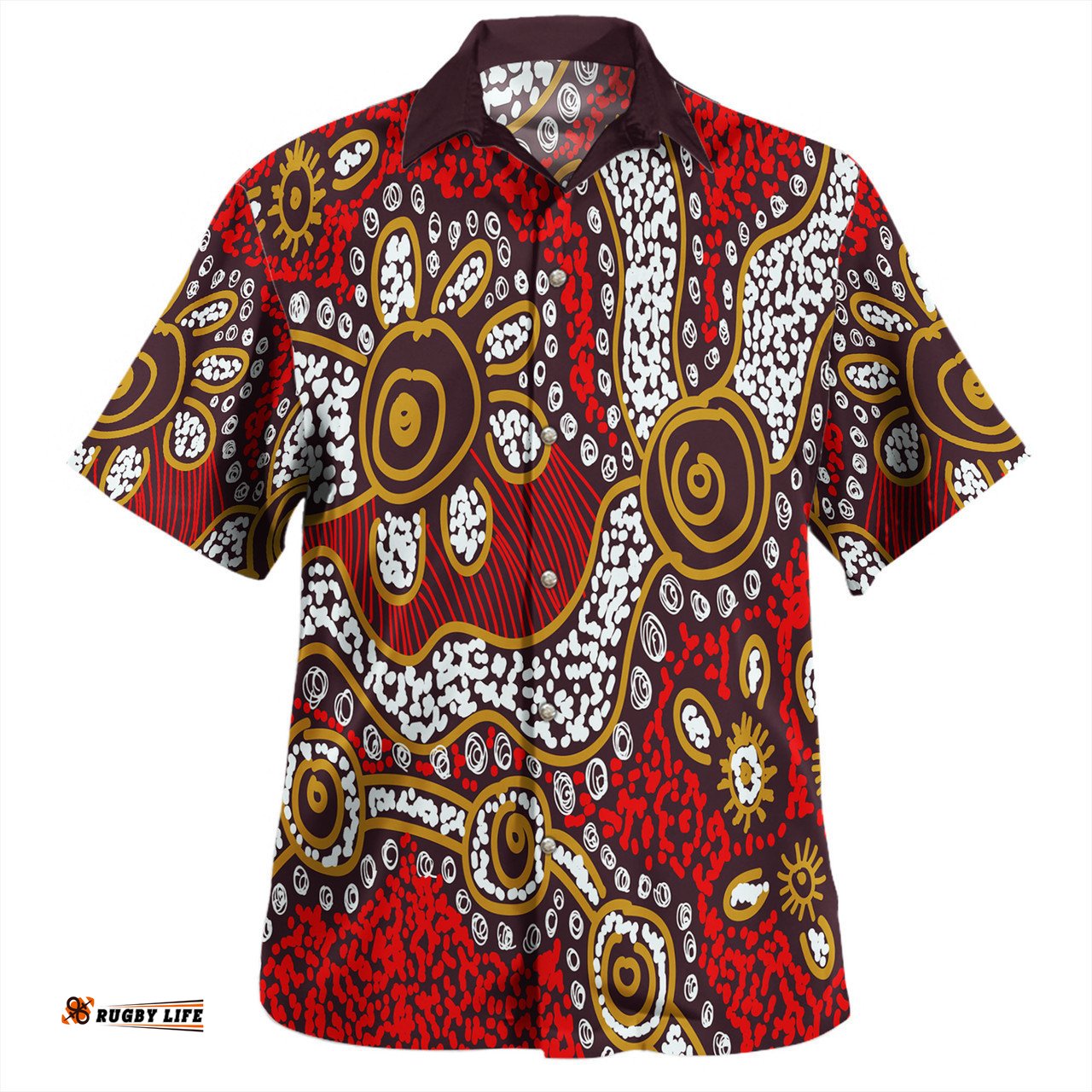 Australia Aboriginal Hawaiian Shirt - Aboriginal Contemporary Dot Painting Inspired Hawaiian Shirt