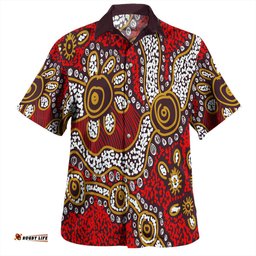 Australia Aboriginal Hawaiian Shirt - Aboriginal Contemporary Dot Painting Inspired Hawaiian Shirt