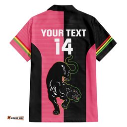 Custom Panthers Rugby Hawaiian Shirt Black Pink Color Sporty Style