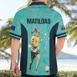 Australia Soccer Hawaiian Shirt Ellie Carpenter Matildas Turquoise