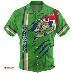 Canberra Raiders Hawaiian Shirt - Happy Australia Day Flag Scratch Style